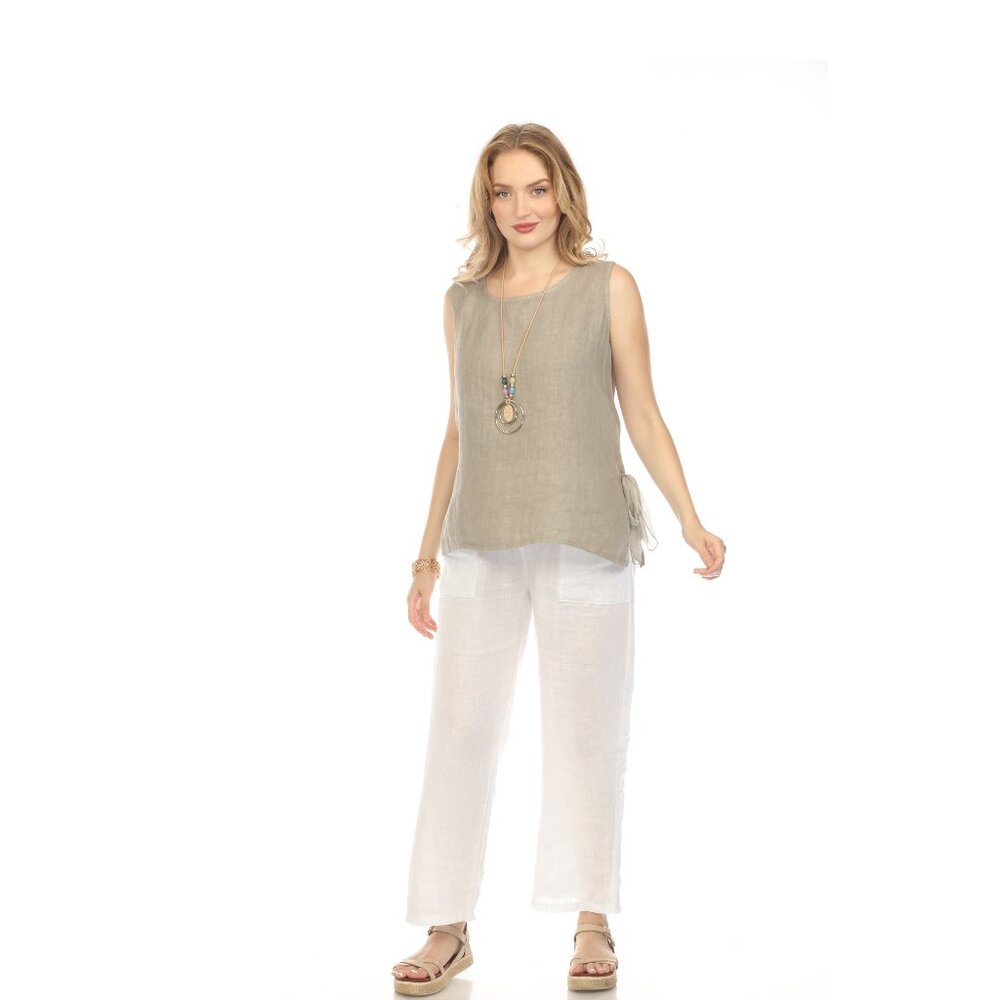 Taupe Sleeveless Top with Side Bows